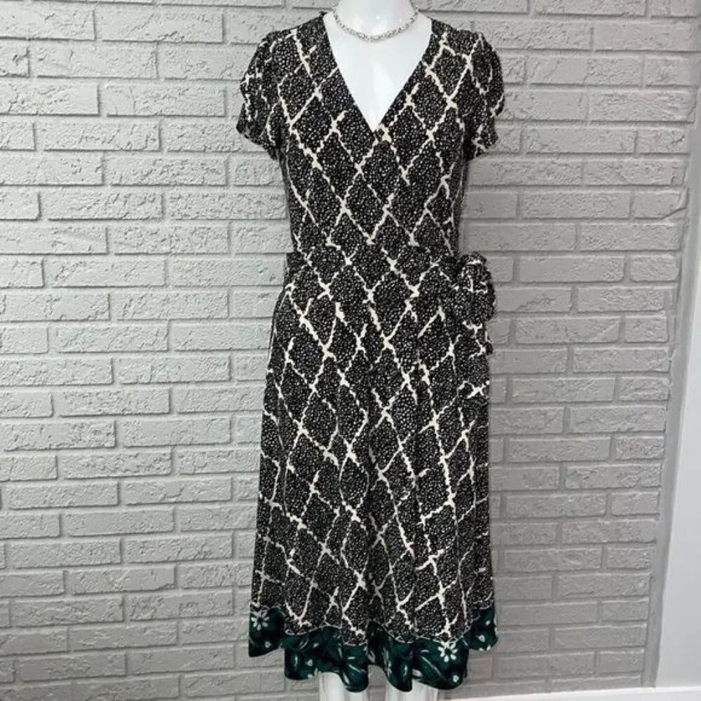 Donna Morgan Women Short Sleeve Faux Wrap Shift Dress Size 8